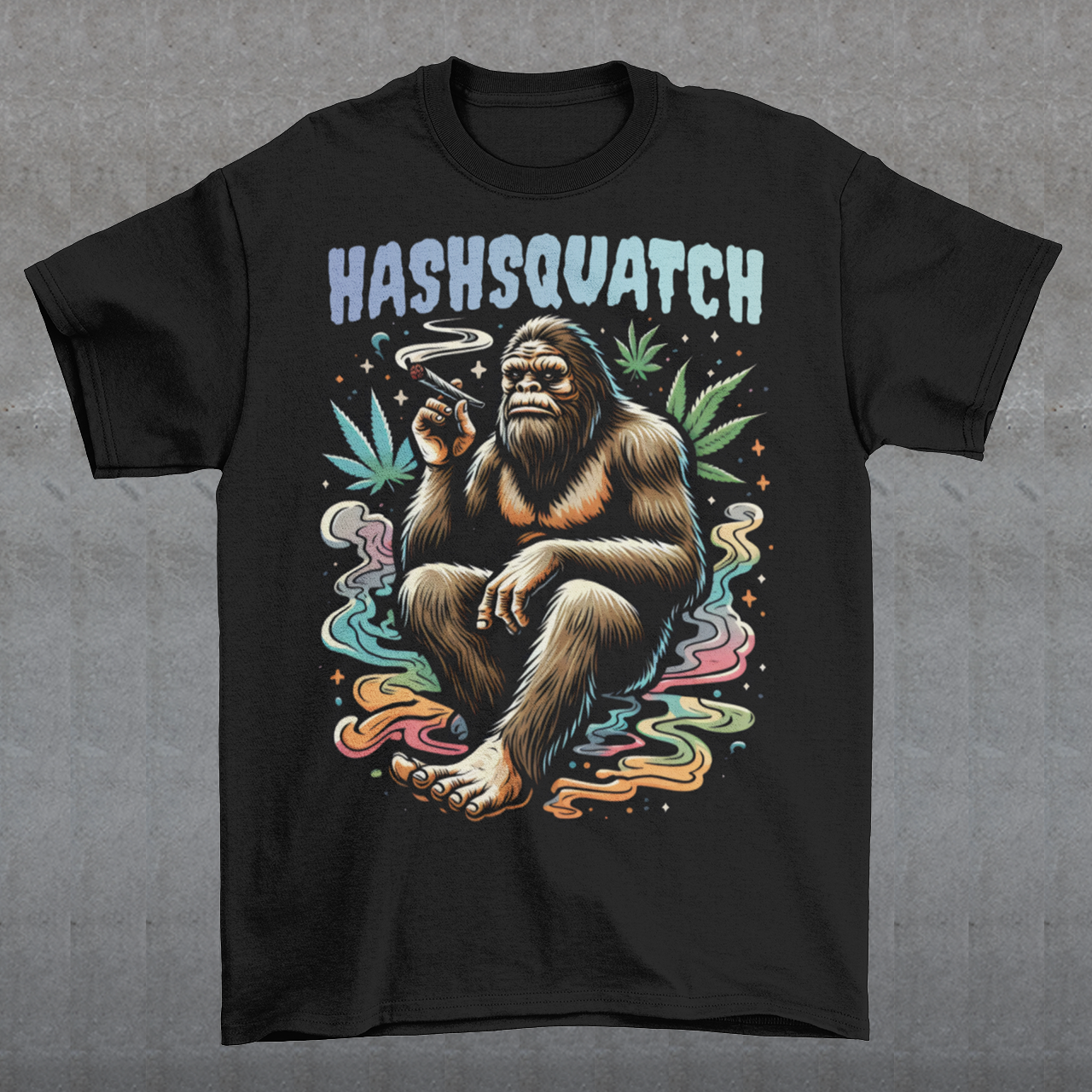 Unleash your inner legend with our exclusive "HASHSQUATCH" shirt! This eye-catching design features the elusive Sasquatch, chilling and lighting up a joint amidst the tranquility of the forest. The mythical creature, rendered in vibrant, detailed artwork, exudes a laid-back vibe that's perfect for anyone who appreciates a good toke and a good tale. Above the image, the bold and playful text "HASHSQUATCH" crowns the design, blending humor and myth into a single, unforgettable statement piece