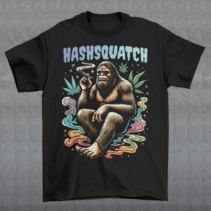 Unleash your inner legend with our exclusive "HASHSQUATCH" shirt! This eye-catching design features the elusive Sasquatch, chilling and lighting up a joint amidst the tranquility of the forest. The mythical creature, rendered in vibrant, detailed artwork, exudes a laid-back vibe that's perfect for anyone who appreciates a good toke and a good tale. Above the image, the bold and playful text "HASHSQUATCH" crowns the design, blending humor and myth into a single, unforgettable statement piece
