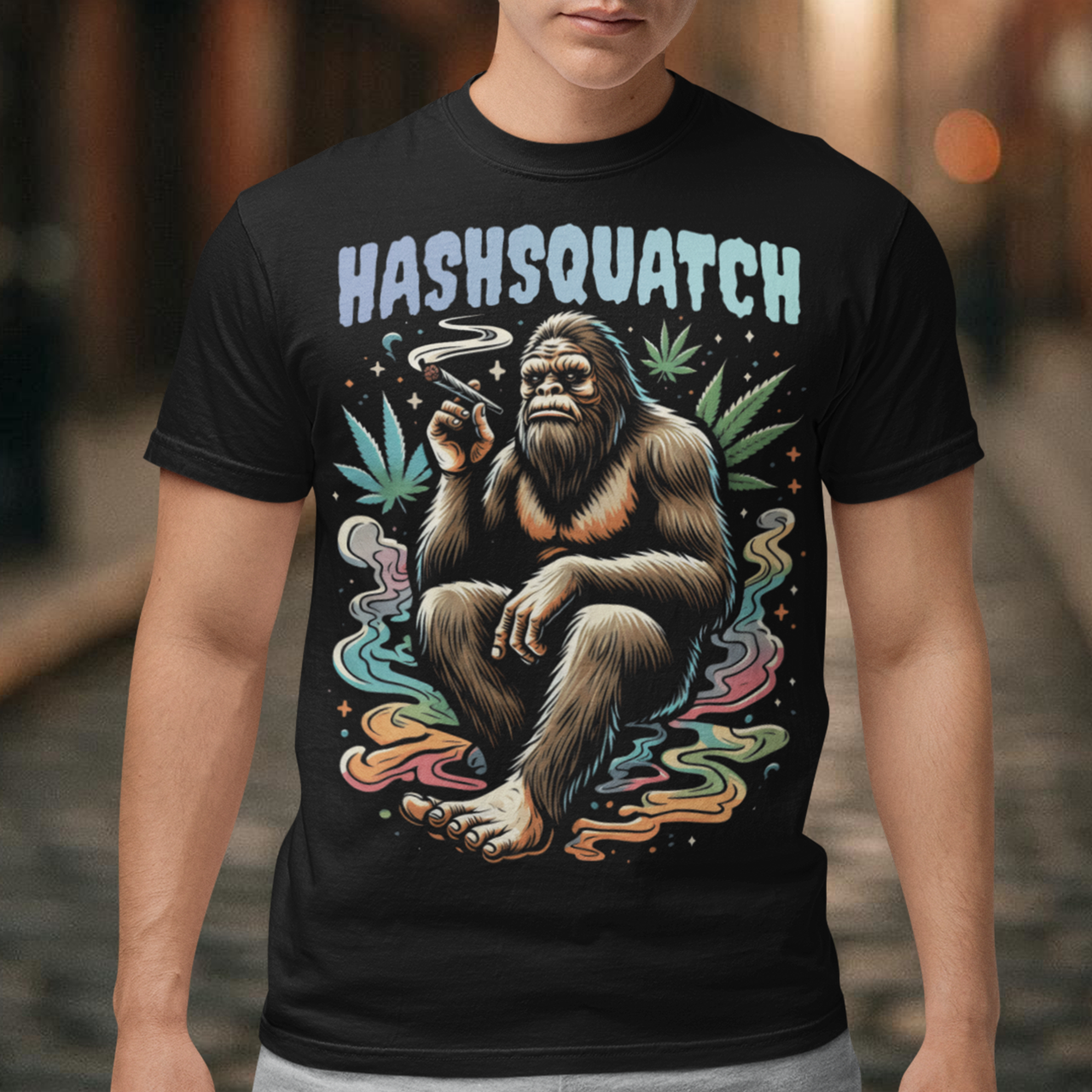 Unleash your inner legend with our exclusive "HASHSQUATCH" shirt! This eye-catching design features the elusive Sasquatch, chilling and lighting up a joint amidst the tranquility of the forest. The mythical creature, rendered in vibrant, detailed artwork, exudes a laid-back vibe that's perfect for anyone who appreciates a good toke and a good tale. Above the image, the bold and playful text "HASHSQUATCH" crowns the design, blending humor and myth into a single, unforgettable statement piece