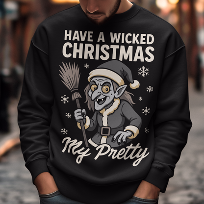 Bring some delightfully dark holiday magic to your wardrobe with this “Have a Wicked Christmas My Pretty” Sweatshirt, featuring the iconic Wicked Witch of the West dressed in a black Santa suit. This unique design blends classic witchy vibes with festive cheer, making it perfect for anyone who loves spooky season all year long. It’s a great gift for witch lovers, Oz fans, gothic holiday enthusiasts, or anyone who prefers their Christmas with a wicked twist.