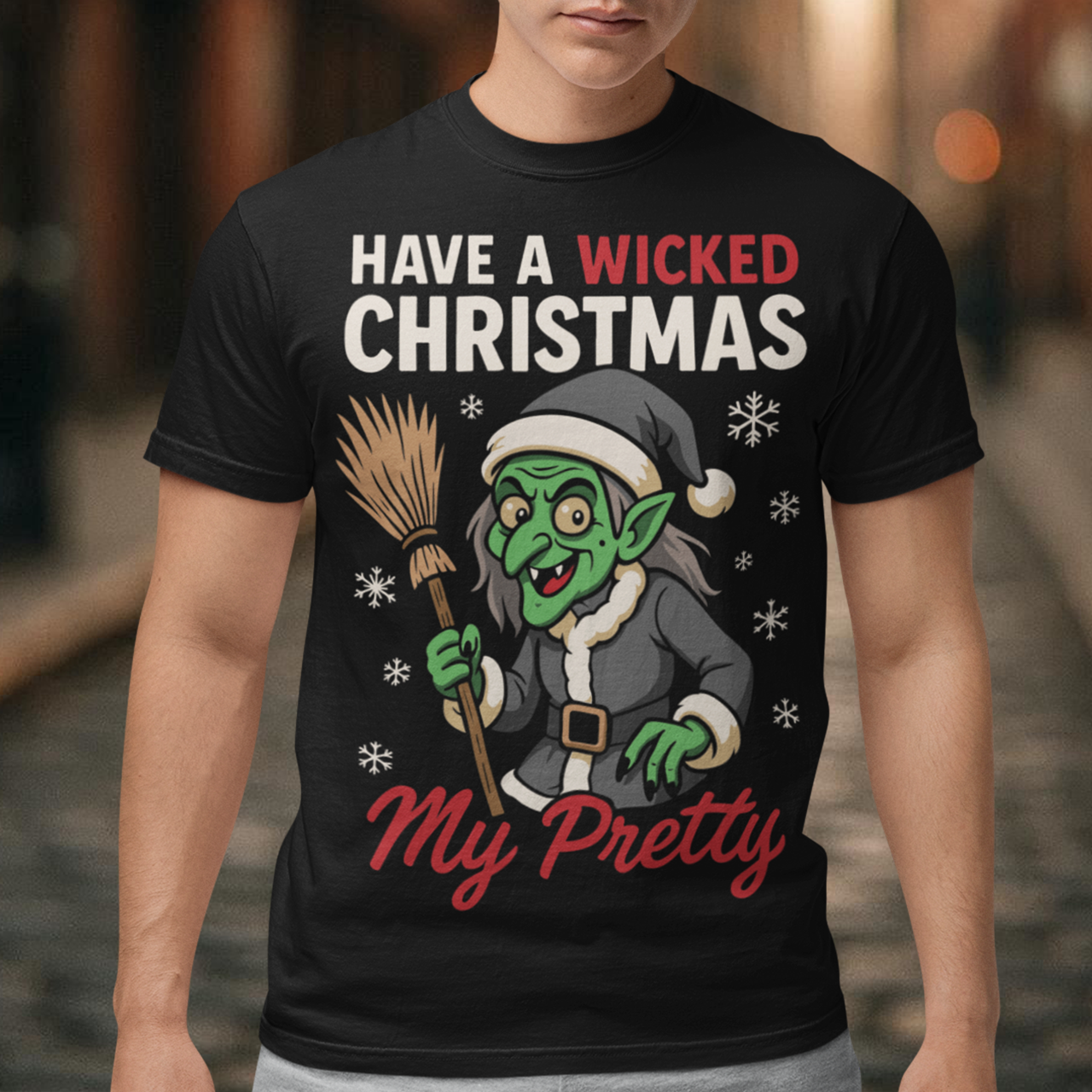 Bring some delightfully dark holiday magic to your wardrobe with this “Have a Wicked Christmas My Pretty” T-shirt, featuring the iconic Wicked Witch of the West dressed in a black Santa suit. This unique design blends classic witchy vibes with festive cheer, making it perfect for anyone who loves spooky season all year long. It’s a great gift for witch lovers, Oz fans, gothic holiday enthusiasts, or anyone who prefers their Christmas with a wicked twist.