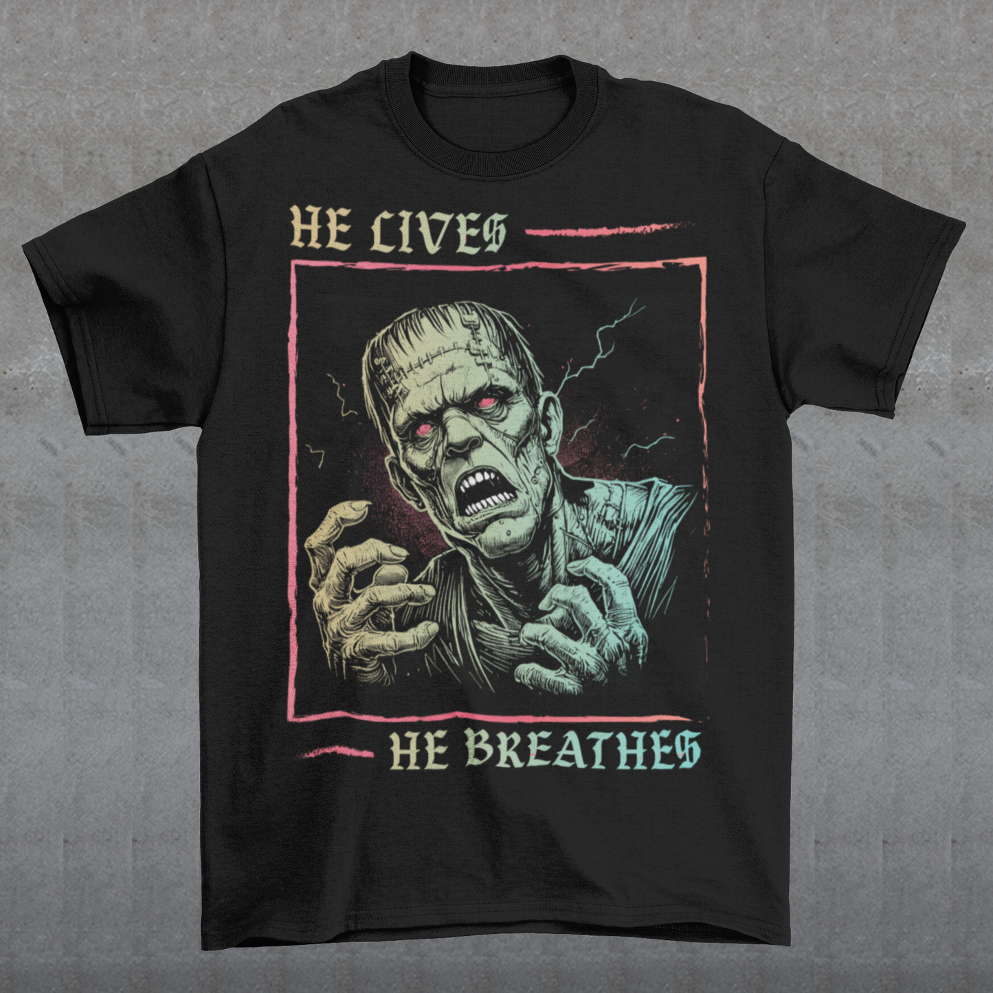 Unleash the power of classic horror with this bold Frankenstein T-Shirt! Featuring a striking, high-contrast illustration of Frankenstein’s monster, the design captures the iconic creature in vivid detail, with piercing eyes and a dramatic aura of life and electricity. Wear it to make a statement, celebrate the macabre, or just show off your love for the timeless tale of Frankenstein’s monster.
