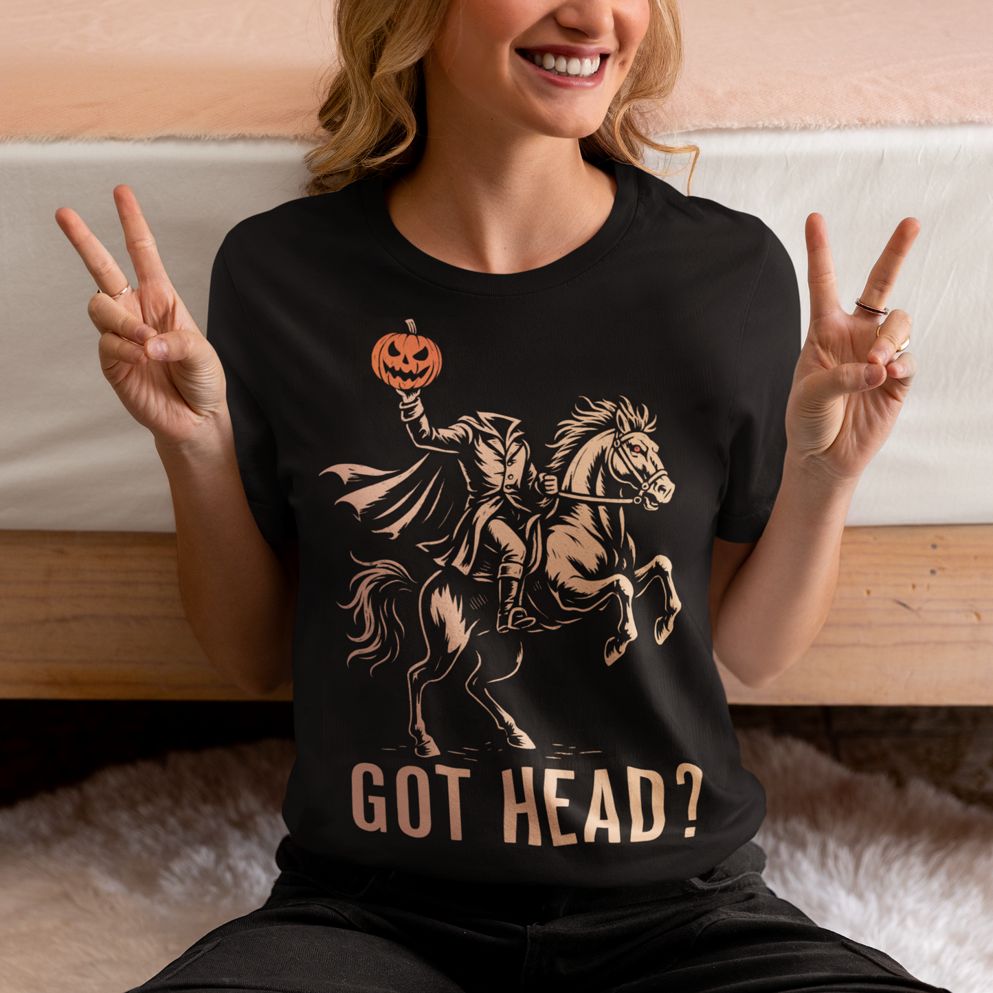 Unleash your spooky side with our “Got Head?” Headless Horseman T-shirt — the perfect blend of dark humor and Halloween legend. Featuring a bold, detailed illustration of the iconic Headless Horseman, this shirt captures eerie motion and mischief in one unforgettable design. The clever “Got Head?” slogan adds a playful twist that’s sure to turn heads (pun intended).