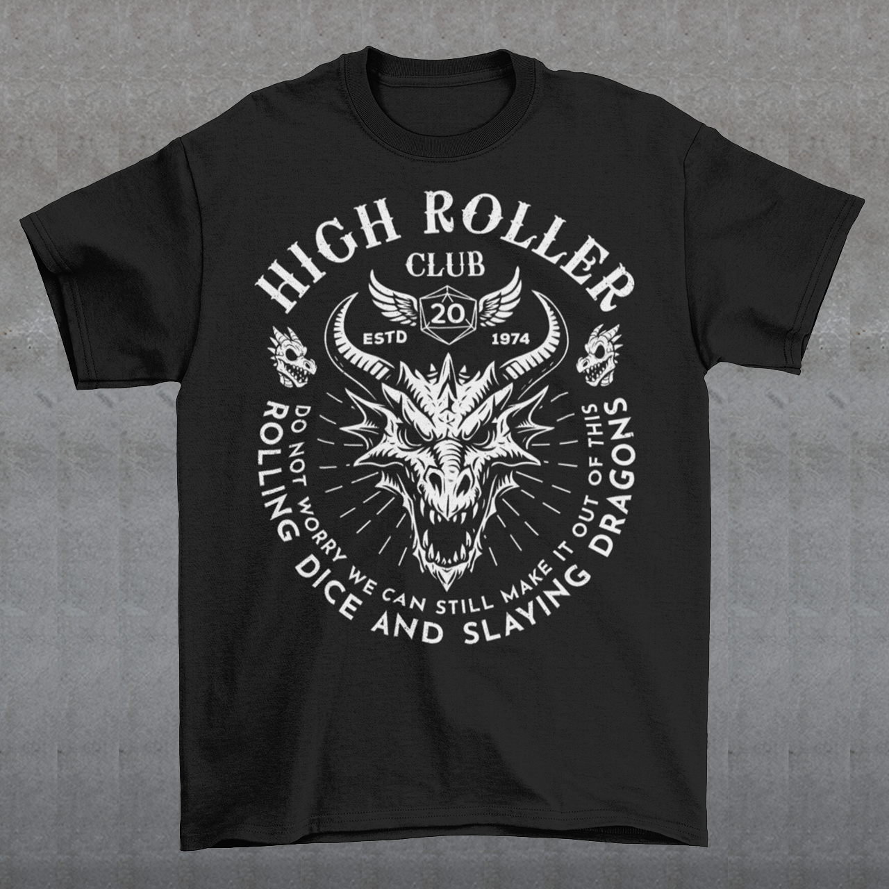Step into legend status with the High Roller Club t-shirt, forged for dice slingers, dragon slayers, and tabletop tacticians who play big and roll fearless. Featuring a fierce dragon crest and bold D20 iconography, this design salutes those who know fortune favors the bold and sometimes the wildly unprepared. Cozy enough for late night campaigns and intimidating enough for the gaming table, it’s built for crits, curses, and clutch saves alike. Whether you’re a dungeon master pulling strings or a player chas
