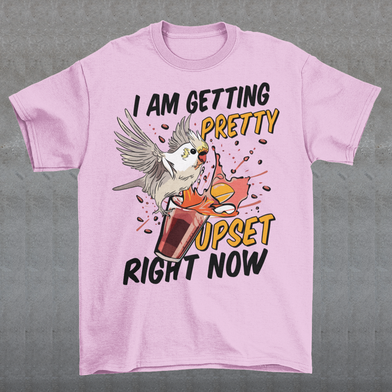 Introducing our whimsical and vibrant t-shirt featuring a mischievous cockatoo caught in a comical escapade. This design captures the playful spirit of this feathered troublemaker as it gleefully knocks over a meticulously crafted cocktail, sending colorful liquids splashing in all directions. The image perfectly portrays the unpredictable and endearing nature of these intelligent birds.