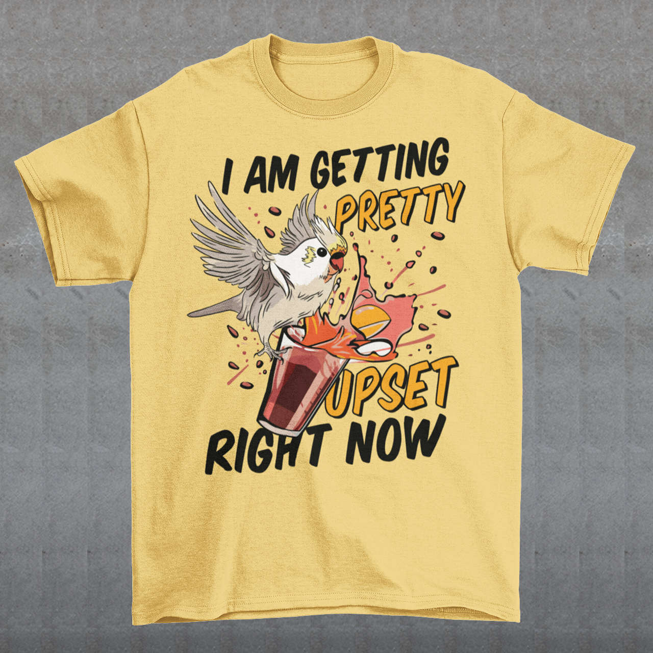 Introducing our whimsical and vibrant t-shirt featuring a mischievous cockatoo caught in a comical escapade. This design captures the playful spirit of this feathered troublemaker as it gleefully knocks over a meticulously crafted cocktail, sending colorful liquids splashing in all directions. The image perfectly portrays the unpredictable and endearing nature of these intelligent birds.