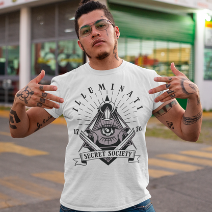 Step into the enigmatic world of secret societies with this captivating and thought-provoking t-shirt. Featuring the iconic Free Mason symbol, this garment is a bold statement piece that invites intrigue and curiosity. At the heart of this design lies the timeless and mysterious emblem of the Free Masons, an ancient symbol that has captivated minds for centuries.