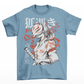 Steel Blue t-shirt with a Japanese warrior with a kitsune mask