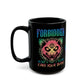 Black Mug of an Illuminati possum with a third eye with text FORBIDDEN SECRET SOCIETY.