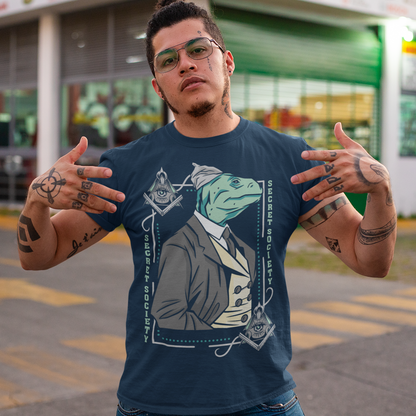 Introducing the enigmatic and captivating "Lizard Illuminati" T-shirt, a bold and eccentric garment that seamlessly blends conspiracy theories with reptilian sophistication. This one-of-a-kind tee is not just a piece of clothing; it's a statement, a conversation starter, and a whimsical nod to the mysteries that lurk in the shadows.