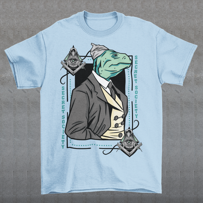 Introducing the enigmatic and captivating "Lizard Illuminati" T-shirt, a bold and eccentric garment that seamlessly blends conspiracy theories with reptilian sophistication. This one-of-a-kind tee is not just a piece of clothing; it's a statement, a conversation starter, and a whimsical nod to the mysteries that lurk in the shadows.