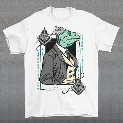 Introducing the enigmatic and captivating "Lizard Illuminati" T-shirt, a bold and eccentric garment that seamlessly blends conspiracy theories with reptilian sophistication. This one-of-a-kind tee is not just a piece of clothing; it's a statement, a conversation starter, and a whimsical nod to the mysteries that lurk in the shadows.