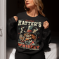 Black sweatshirt of the mad hatter with text THE MAD HATTER IRISH WHISKEY.