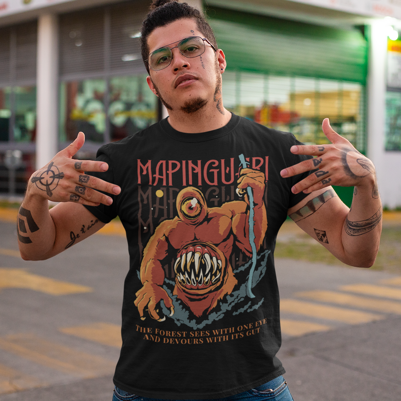 Step into Amazonian legend with this bold Mapinguari tee. Featuring the fearsome cryptid of Brazilian folklore — a towering, shaggy beast with a single glaring eye and a gaping stomach-mouth — this design captures the raw mystery of the rainforest’s most chilling guardian. Perfect for fans of mythology, cryptozoology, or just rocking unique art, this shirt makes a statement wherever you go.