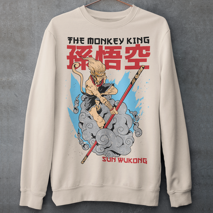 Unleash the spirit of rebellion and wisdom with this bold Sun Wukong (The Monkey King) sweatshirt. Inspired by the legendary trickster from Journey to the West, the design captures his fearless energy, divine mischief, and unstoppable strength. Featuring detailed artwork of Wukong wielding his iconic Ruyi Jingu Bang staff, this tee embodies courage, cleverness, and unbreakable will.