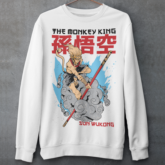 Unleash the spirit of rebellion and wisdom with this bold Sun Wukong (The Monkey King) sweatshirt. Inspired by the legendary trickster from Journey to the West, the design captures his fearless energy, divine mischief, and unstoppable strength. Featuring detailed artwork of Wukong wielding his iconic Ruyi Jingu Bang staff, this tee embodies courage, cleverness, and unbreakable will.