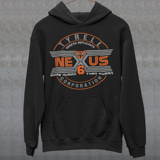 Step into the dystopian future with this sleek Nexus Tyrell Corporation hoodie, inspired by the iconic Blade Runner universe. Featuring the legendary Tyrell logo and bold "Nexus" branding, this shirt pays homage to the megacorp behind the world's most advanced replicants. This shirt is perfect for fans of cyberpunk, sci-fi, or anyone drawn to the blurred lines between human and machine.