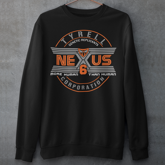 Step into the dystopian future with this sleek Nexus Tyrell Corporation sweatshirt, inspired by the iconic Blade Runner universe. Featuring the legendary Tyrell logo and bold "Nexus" branding, this shirt pays homage to the megacorp behind the world's most advanced replicants. This shirt is perfect for fans of cyberpunk, sci-fi, or anyone drawn to the blurred lines between human and machine.