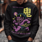 Bold, fierce, and unstoppable — this dynamic sweatshirt features a powerful Japanese Oni mid-sprint, eyes blazing and muscles tense with fury. Above the image, bold text declares "THE PINK DEMON", while below, a chilling reminder reads: "THE RAGE NEVER DIES". This shirt captures the raw energy and mythic wrath of the Oni spirit — perfect for those who embrace intensity and never back down.