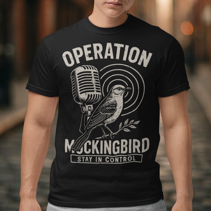 Celebrate a fascinating piece of Cold War history with this Operation Mockingbird tee. Featuring a sleek graphic of a mockingbird perched on a microphone, the design nods to the program that sought to influence news media during the mid-20th century. Perfect for history enthusiasts, political science buffs, and anyone who loves thought-provoking apparel.