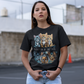 Black t-shirt of 3 cats looking at their reflection in the water of a lion, a panther and a tiger with text in the center REFLECTION OF THE SOUL.