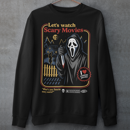 Turn up the terror with this retro-style horror sweatshirt featuring a classic masked slasher in a nostalgic vintage poster layout. Bold colors, distressed details, and a nighttime suburban scene create the perfect blend of eerie and playful, ideal for fans of scary movies and old-school horror aesthetics. Whether you’re gearing up for movie marathons, Halloween events, or just showing off your love for spooky culture, this graphic shirt makes a killer addition to any horror fan’s wardrobe.