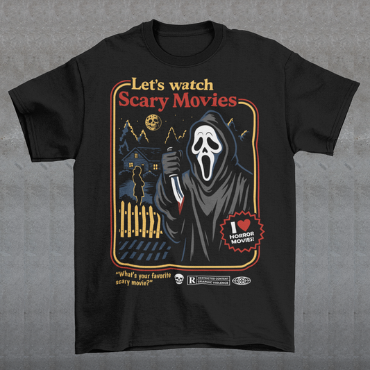 Turn up the terror with this retro-style horror T-shirt featuring a classic masked slasher in a nostalgic vintage poster layout. Bold colors, distressed details, and a nighttime suburban scene create the perfect blend of eerie and playful, ideal for fans of scary movies and old-school horror aesthetics. Whether you’re gearing up for movie marathons, Halloween events, or just showing off your love for spooky culture, this graphic tee makes a killer addition to any horror fan’s wardrobe.