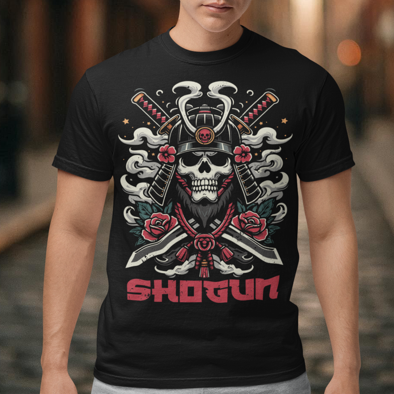 Embrace the ancient warrior spirit with our Skeleton Shogun Samurai t-shirt. This striking design combines the mystique of a shogun's authority with the fierce prowess of a samurai warrior, all embodied in the form of a skeletal figure. The intricately detailed illustration features the skeleton adorned in traditional samurai armor, with two katana's. Beneath the imposing figure, the word "SHOGUN" is boldly emblazoned, signifying power, honor, and leadership.