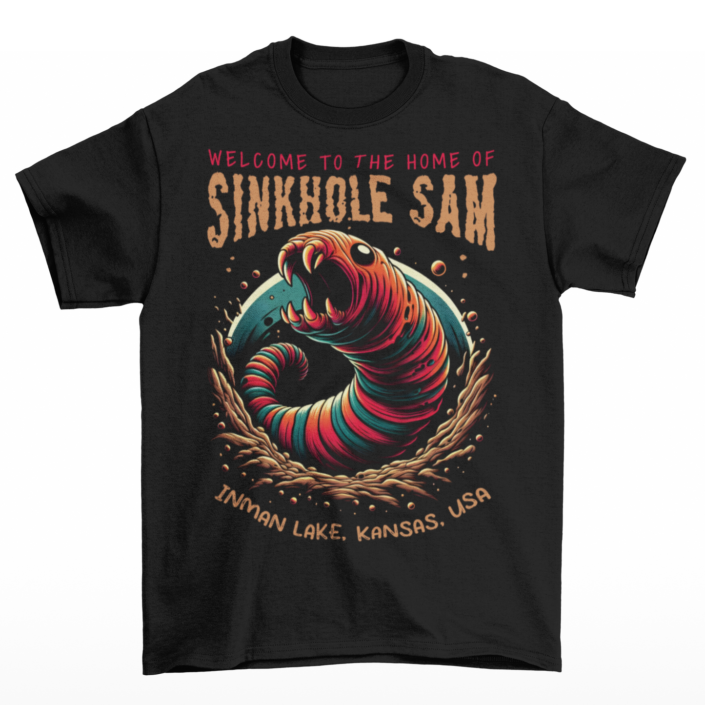 Black t-shirt of Sinkhole Sam.