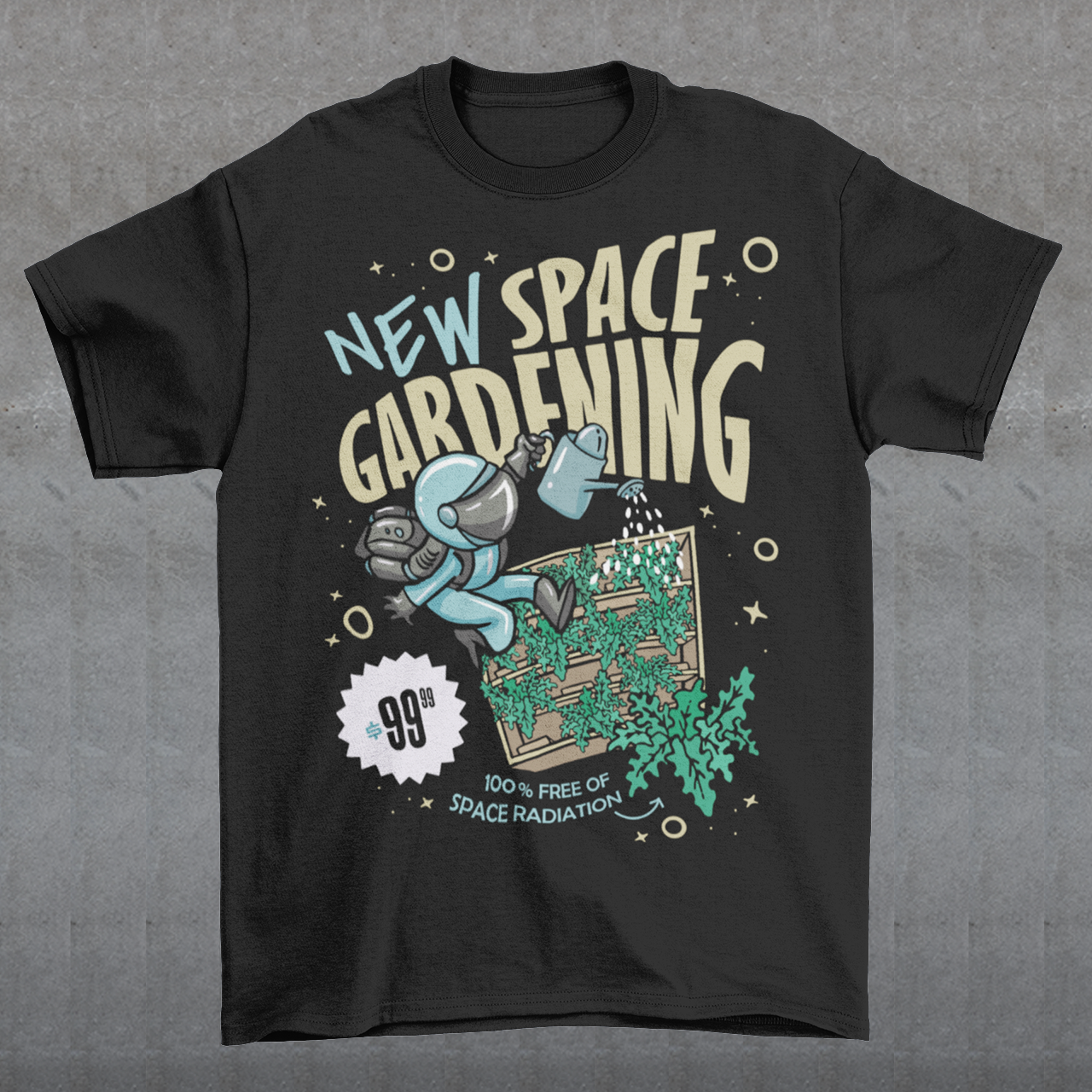 Embrace the cosmic green thumb with our captivating "Space Gardening" t-shirt design. This visionary artwork combines the wonders of space exploration with the tranquility of nurturing nature. Picture a whimsical scene where a courageous astronaut, floating weightlessly amidst the stars, tends to a flourishing celestial garden. Whether you're a fan of outer space or simply appreciate the beauty of gardening, this design serves as a symbolic reminder of the boundless possibilities that await.