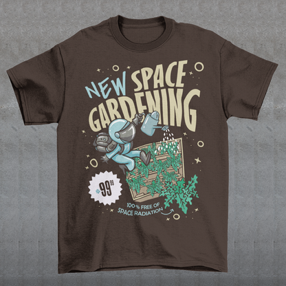 Embrace the cosmic green thumb with our captivating "Space Gardening" t-shirt design. This visionary artwork combines the wonders of space exploration with the tranquility of nurturing nature. Picture a whimsical scene where a courageous astronaut, floating weightlessly amidst the stars, tends to a flourishing celestial garden. Whether you're a fan of outer space or simply appreciate the beauty of gardening, this design serves as a symbolic reminder of the boundless possibilities that await.