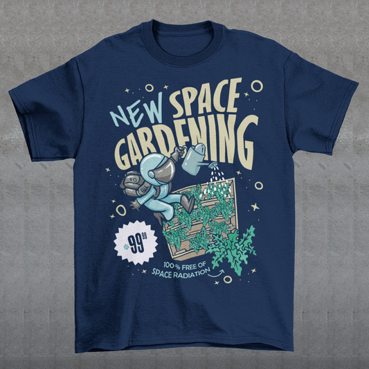 Embrace the cosmic green thumb with our captivating "Space Gardening" t-shirt design. This visionary artwork combines the wonders of space exploration with the tranquility of nurturing nature. Picture a whimsical scene where a courageous astronaut, floating weightlessly amidst the stars, tends to a flourishing celestial garden. Whether you're a fan of outer space or simply appreciate the beauty of gardening, this design serves as a symbolic reminder of the boundless possibilities that await.