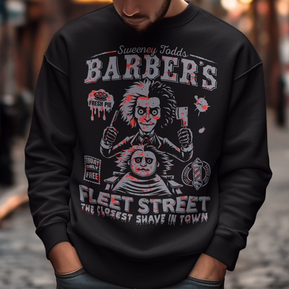This bold shirt pays tribute to Sweeney Todd’s Barber Shop, the infamous haunt of Fleet Street. The shirt captures the eerie charm of the Demon Barber himself. Perfect for theatre fans, horror enthusiasts, or anyone with a taste for the macabre, this shirt is equal parts stylish and sinister.