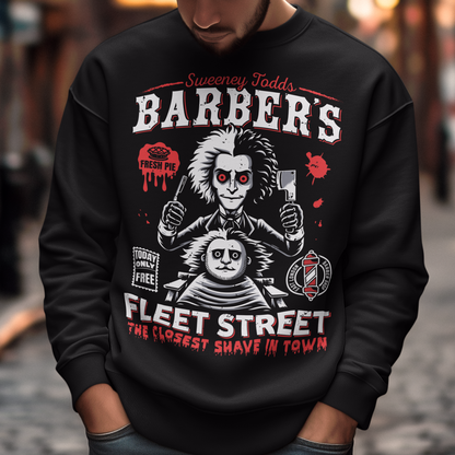 This bold shirt pays tribute to Sweeney Todd’s Barber Shop, the infamous haunt of Fleet Street. The shirt captures the eerie charm of the Demon Barber himself. Perfect for theatre fans, horror enthusiasts, or anyone with a taste for the macabre, this shirt is equal parts stylish and sinister.