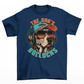 Navy t-shirt with a dog wearing a cap and sunglasses with text "THE DOGS BOLLOCKS".