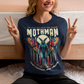 Navy t-shirt of Mothman in a forest with text above THE MAN THE MOTH THE LEGEND MOTHMAN.