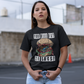 Black t-shirt of a disgusting bug burger with text "YOU VILL EAT ZE BUGS".